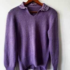 Vintage Purple Sweater cute collar